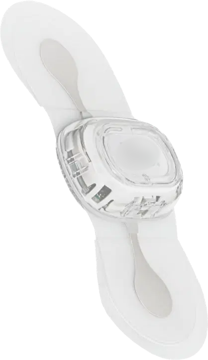 Adhesive ECG patch used for longer-term heart rhythm monitoring.