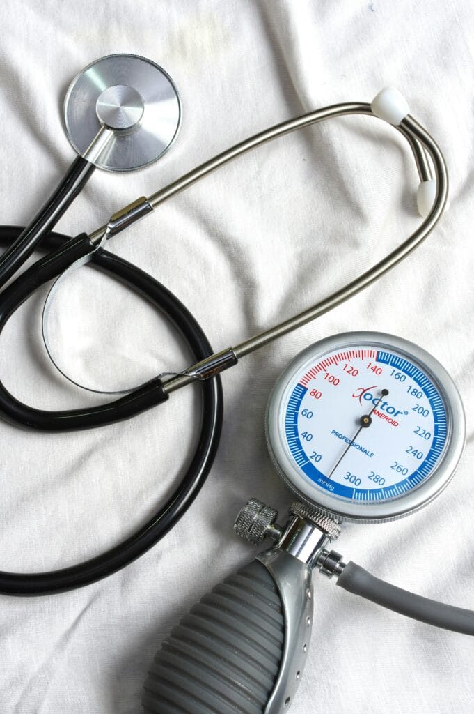 High blood pressure measurement.